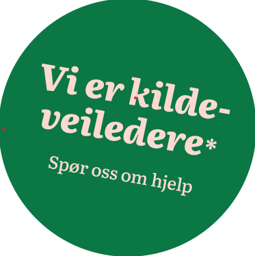 Klistremerke - Vi er kildeveiledere - Klikk for stort bilde